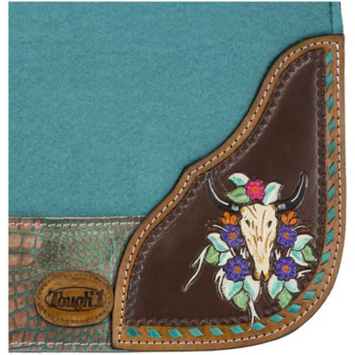 Image showing  Hand Painted Steer Skull Saddle Pad