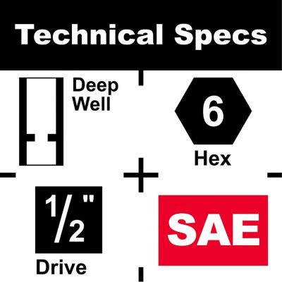 Image showing  1/2 in. Drive Deep 3/8in. -1-1/8 in. SAE Impact Socket Set (14-Piece)