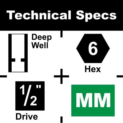 Image showing  1/2 in. Drive Deep 11-30 mm Metric Impact Socket Set (14-Piece)