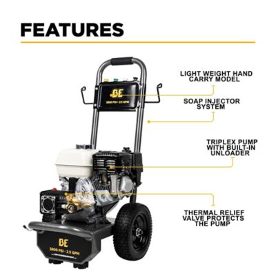 Image showing  3800 PSI 2.8 GPM Cold Water Gas Pressure Washer Honda GX200 Engine and Triplex Pump