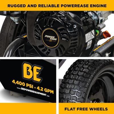 Image showing 5 th BE Power Equipment 4200 PSI 4.2 GPM Cold Water Gas Pressure Washer Powerease 420cc Engine and Triplex Pump