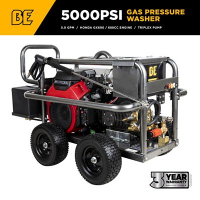 Image showing  5000PSI 5.0 GPM Cold Water Gas Belt Drive Pressure Washer Honda GX690 & Comet Triplex Pump Roll Cage