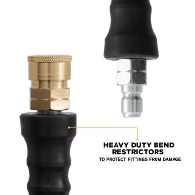 Image showing  Pressure Washer High-Pressure 50 ft. x 3/8-inch 4000 PSI Wire-Braided Grey Non-Marring Hose with QuickConnect