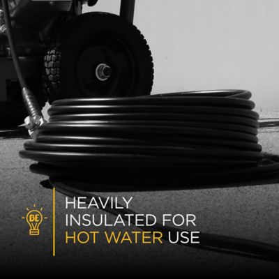 Image showing 5 th BE Power Equipment Pressure Washer High-Pressure 50 ft. x 3/8-inch 4000 PSI Wire-Braided Grey Non-Marring Hose with QuickConnect