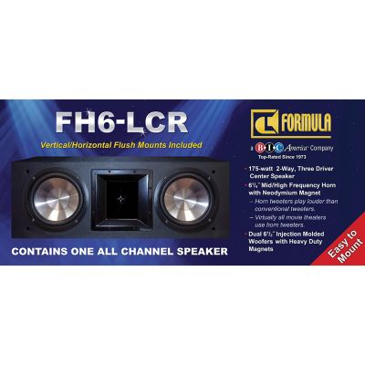 Image showing 5 th BIC America Formula Series FH6-LCR Dual-6-1/2-In. Indoor Bookshelf Surround Speaker, 175 Watts, Black