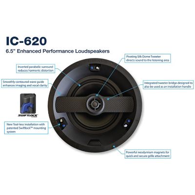 Image showing  Architectural Series IC-620 Enhanced Performance In-Ceiling Loudspeakers, 2 Count