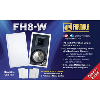 Image showing  Formula Series FH8-W 8-In. 2-Way Indoor In-Wall Speakers, 175 Watts