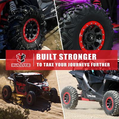 Image showing 4 th BULLITE BT-03 14 x 7.0 / 4 x 137, Gunmetal Gray Rim, Bullite Red Beadlock