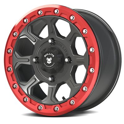 BULLITE BT-03 15 x 7.0 / 4 x 137 - Gunmetal Gray Rim, Bullite Red Beadlock