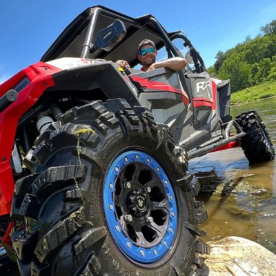 Image showing  BT-03 14 x 7.0 / 4 x 156, Satin Black rim, Sapphire Blue beadlock