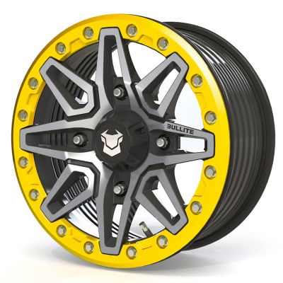 BULLITE [PRO-03] 15 x 7.0 / 4 x 156, RIB - Satin Black rim, Neo Yellow beadlock