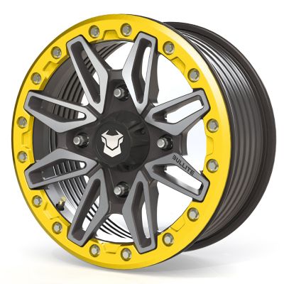BULLITE [PRO-02] 15 x 7.0 / 4 x 156, RIB - Satin Black rim, Neo Yellow beadlock