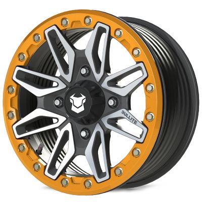 BULLITE [PRO-02] 15 x 7.0 / 4 x 137, RIB - Satin Black rim, Aerospace Orange beadlock