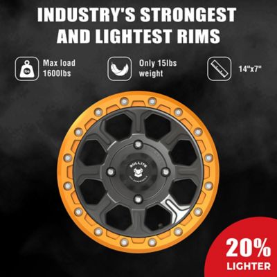 Image showing 1 th BULLITE BT-03 14 x 7.0 / 4 x 156, Satin Black rim, Aerospace Orange beadlock