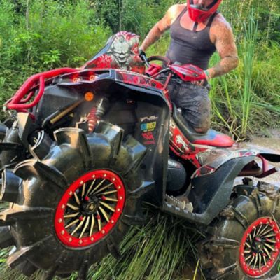 Image showing  [BT-08] 14 x 7.0 / 4 x 137 - Satin Black Rim, Bullite Red Beadlock