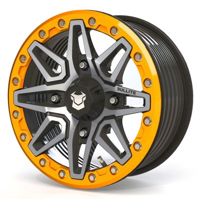 BULLITE [PRO-03] 15 x 7.0 / 4 x 156, RIB - Satin Black rim, Aerospace Orange beadlock