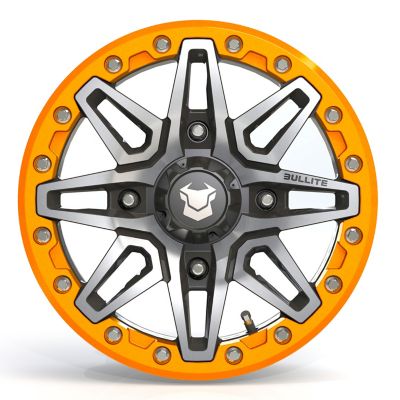 Image showing 1 th BULLITE [PRO-03] 15 x 7.0 / 4 x 156, RIB - Satin Black rim, Aerospace Orange beadlock