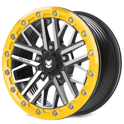 BULLITE [PRO-04] 15 x 7.0 / 5 x 114.3, RIB - Satin Black rim, Neo Yellow beadlock