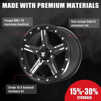 Image showing  BT-09 15 x 7.0 / 5 x 114.3, Gunmetal Gray rim, Satin Black beadlock