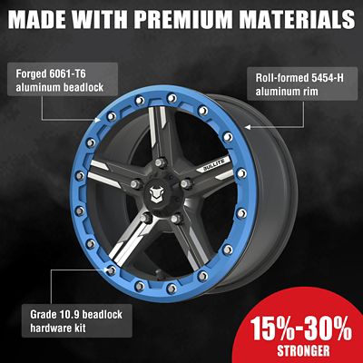 Image showing  [BT-09] 15 x 7.0 / 5 x 114.3 - Gunmetal Gray rim, Sapphire Blue beadlock