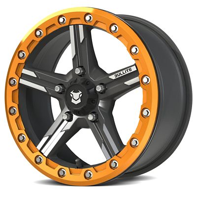 BULLITE [BT-09] 15 x 7.0 / 5 x 114.3 - Gunmetal Gray rim, Aerospace Orange beadlock
