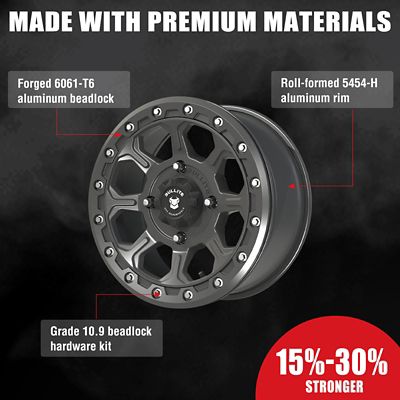 Image showing  BT-03 15 x 7.0 / 4 x 156 - Gunmetal Gray Rim, Gunmetal Gray Beadlock