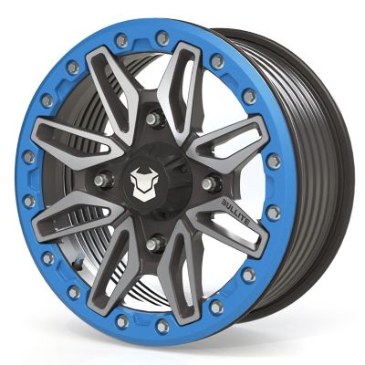 BULLITE [PRO-02] 15 x 7.0 / 4 x 156, RIB - Satin Black rim, Sapphire Blue beadlock