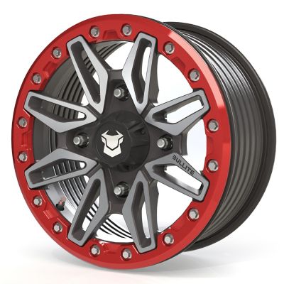 BULLITE [PRO-02] 15 x 7.0 / 4 x 156, RIB - Satin Black rim, Bullite Red beadlock