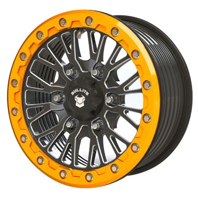 BULLITE [PRO-08] 15 x 7.0 / 6 x 139.7, RIB - Satin Black rim, Aerospace Orange beadlock