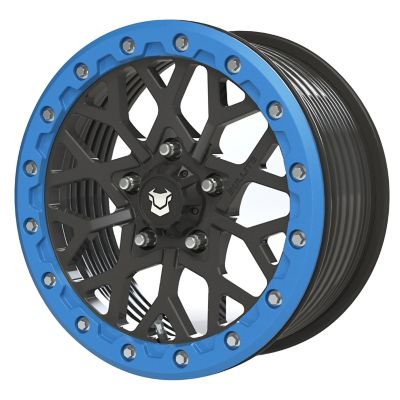 BULLITE [PRO-05] 15 x 7.0 / 5 x 114.3, RIB - Satin Black rim, Sapphire Blue beadlock