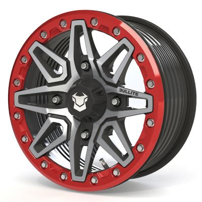 BULLITE [PRO-03] 15 x 7.0 / 4 x 156, RIB - Satin Black rim, Bullite Red beadlock
