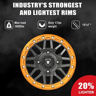 Image showing  BT-06 15 x 7.0 / 4 x 137, Satin Black Rim, Aerospace Orange Beadlock
