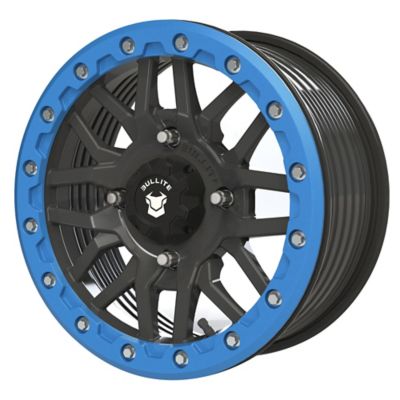 BULLITE [BT-06] 14 x 7.0 / 4 x 137 - Satin Black Rim, Sapphire Blue Beadlock