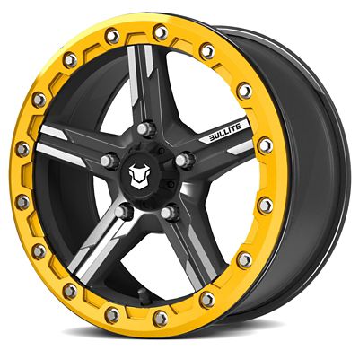 BULLITE [BT-09] 15 x 7.0 / 5 x 114.3 - Gunmetal Gray rim, Neo Yellow beadlock