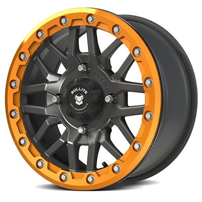 BULLITE [BT-06] 15 x 7.0 / 4 x 156 - Gunmetal Gray Rim, Aerospace Orange Beadlock