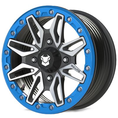 BULLITE [PRO-02] 15 x 7.0 / 4 x 137, RIB - Satin Black rim, Sapphire Blue beadlock