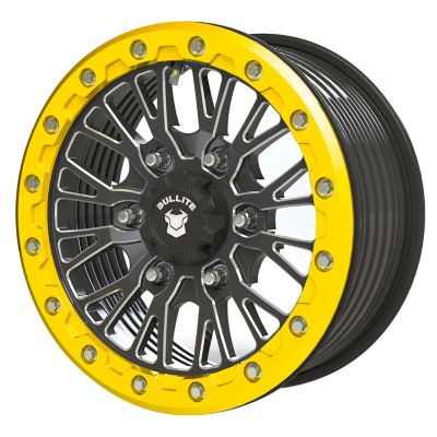 BULLITE [PRO-08] 15 x 7.0 / 6 x 139.7, RIB - Satin Black rim, Neo Yellow beadlock