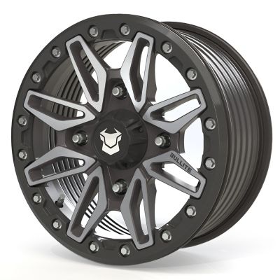 BULLITE [PRO-02] 15 x 7.0 / 4 x 156, RIB - Satin Black rim, Satin Black beadlock