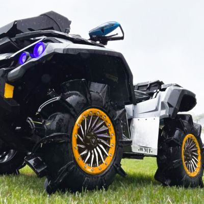 Image showing  [BT-08] 15 x 7.0 / 4 x 156 - Satin Black rim, Aerospace Orange beadlock