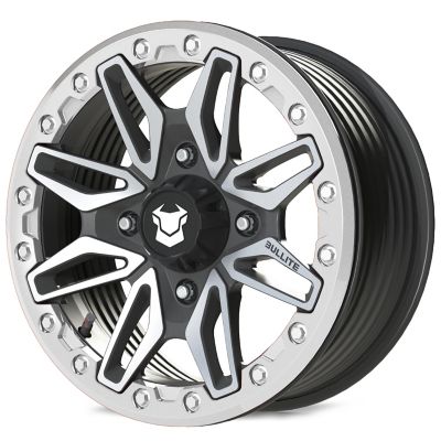 BULLITE [PRO-02] 15 x 7.0 / 4 x 137, RIB - Satin Black rim, Raw beadlock