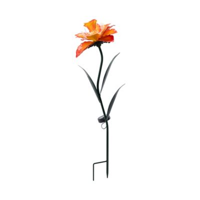 Image showing  30 in. Solar Metal Lily Flower Stake, Red