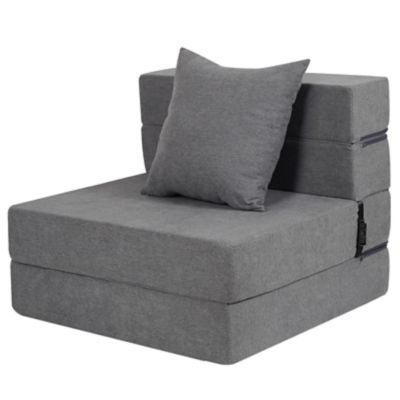 Modern Muse Futon Sofa Bed, High-Density Memory Foam Sofa Bed with a Fluffy Pillow, Folding Floor Couch Guest Bed