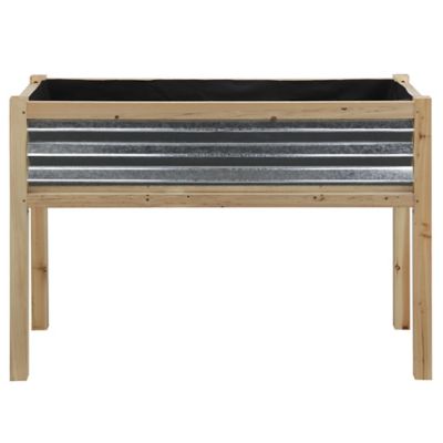 GroundWork Galvanized Steel and Wood Raised Planter