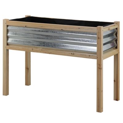 Image showing  Galvanized Steel and Wood Raised Planter