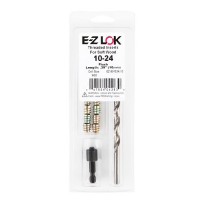 E-Z LOK Threaded Insert Installation Kit for Soft Wood - Flush - 10-24 x 10mm