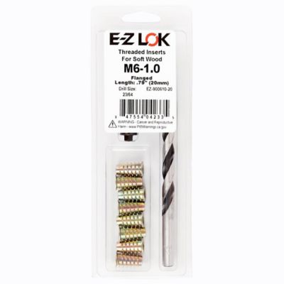 E-Z LOK Threaded Insert Installation Kit for Soft Wood - Flanged - M6-1.0 x 20mm