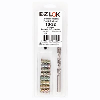 E-Z LOK Threaded Insert Installation Kit for Soft Wood - Flanged - 10-32 x 20mm