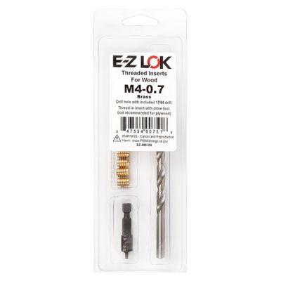 E-Z LOK Threaded Insert Installation Kit for Hard Wood - Brass - M4-0.7