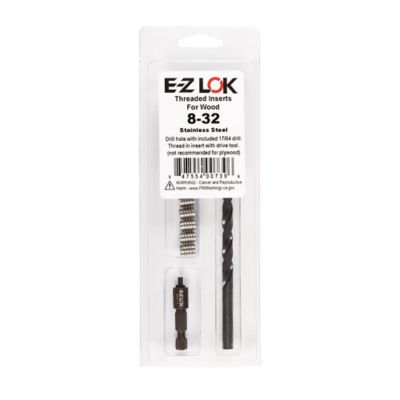 E-Z LOK Threaded Insert Installation Kit for Hard Wood - Stainless - 8-32
