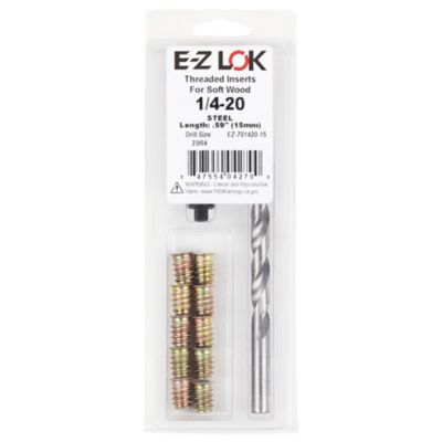 E-Z LOK Threaded Insert Installation Kit for Wood, Steel, Flanged, 1/4-20 x 15mm